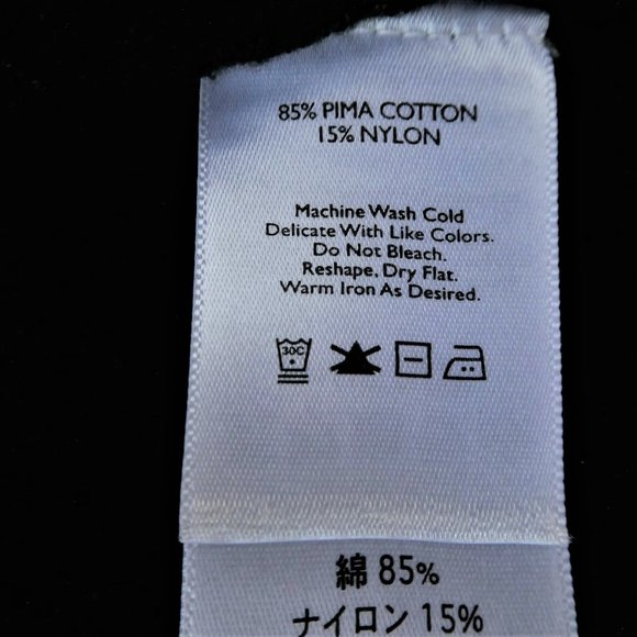 Eddie Bauer Sweater Mock Full Zip Pima Cotton Blend Ribbed Black Silvertone Pull - Picture 7 of 7